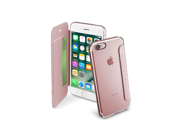 Калъфи Cellular line ClearBook за iPhone 7, прозрачен-розов