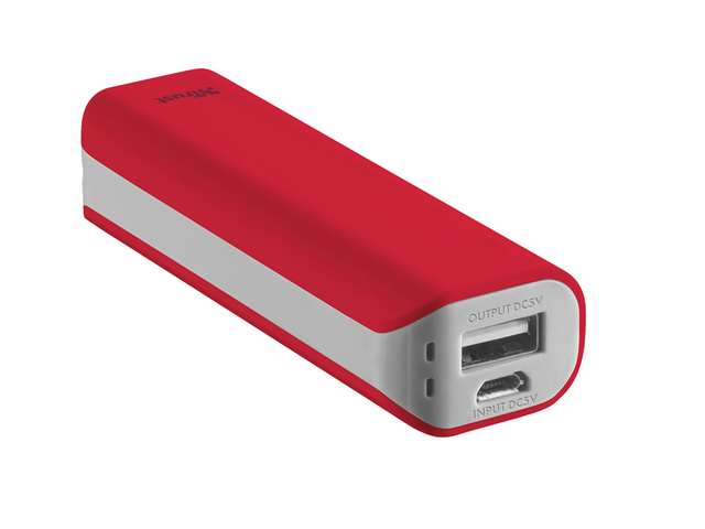 Външни батерии TRUST Primo Power Bank 2200 mAh, в червено