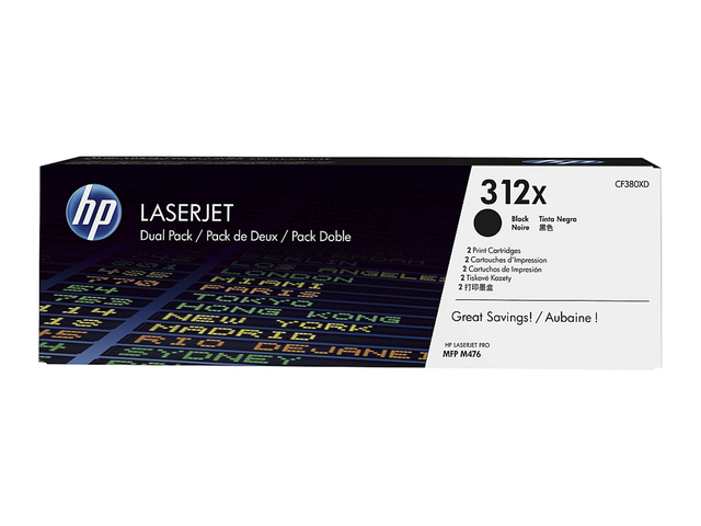 Консумативи Оригинален консуматив HP 312X 2- Pack High Yield Black LaserJet Toner Cartridges 