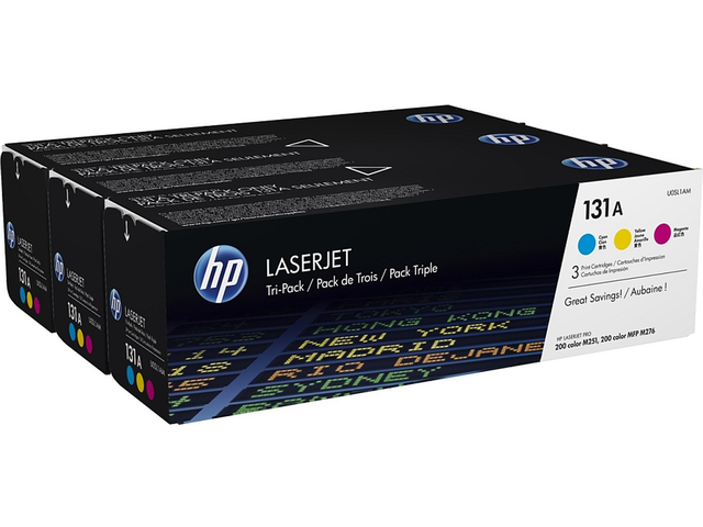 Консумативи Оригинален HP 131A 3-pack Cyan/Magenta/Yellow Original LaserJet Toner Cartridges