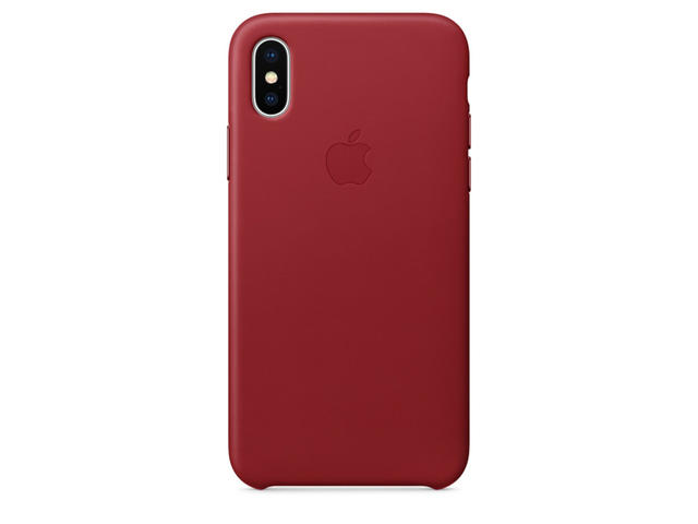 Калъфи Apple iPhone X Leather Case, в червено