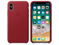 Калъфи Apple iPhone X Leather Case, в червено