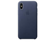 Калъфи Apple iPhone X Leather Case, в тъмносиньо