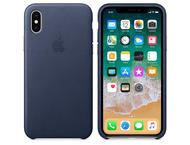 Калъфи Apple iPhone X Leather Case, в тъмносиньо