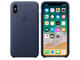 Калъфи Apple iPhone X Leather Case, в тъмносиньо