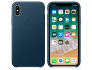 Калъфи Apple iPhone X Leather Case, в синьо