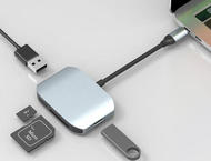Джаджи Comma Clian USB-C to Card Reader Hub - USB-C хъб за свързване от USB-C към SD и MicroSD карти и USB 3.0 (тъмносив) 