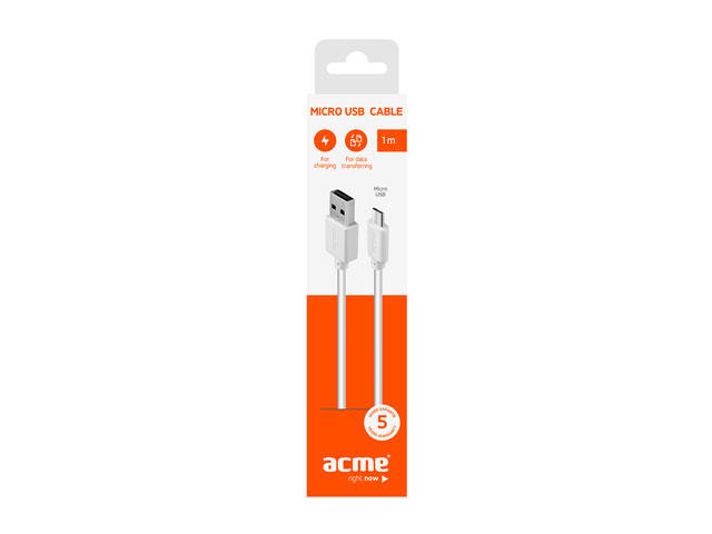 Кабели и Адаптери ACME CB1011W micro USB кабел, 1 метър