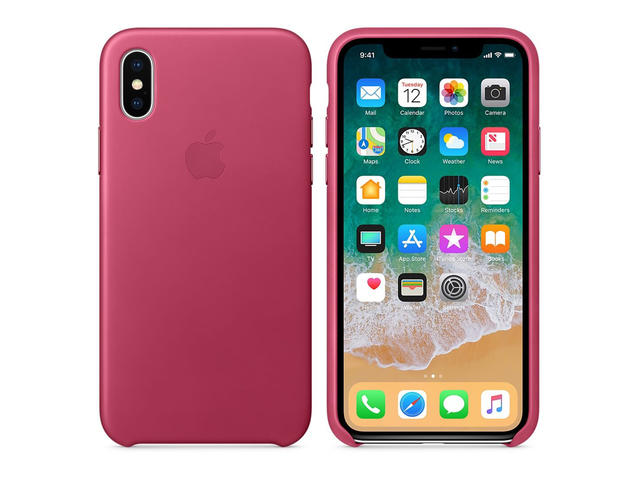Калъфи Apple iPhone кожен калъф за iPhone X/Xs, розов