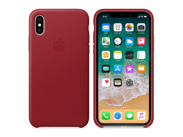 Калъфи Apple iPhone кожен калъф за iPhone X/Xs, червен