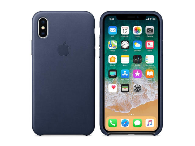 Калъфи Apple iPhone кожен калъф за iPhone X, син