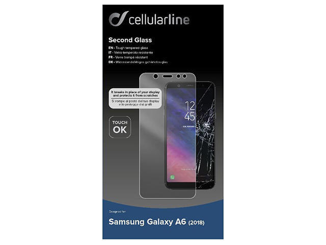 Защитно фолио Cellular Line закалено стъкло за Samsung Galaxy A6 2018