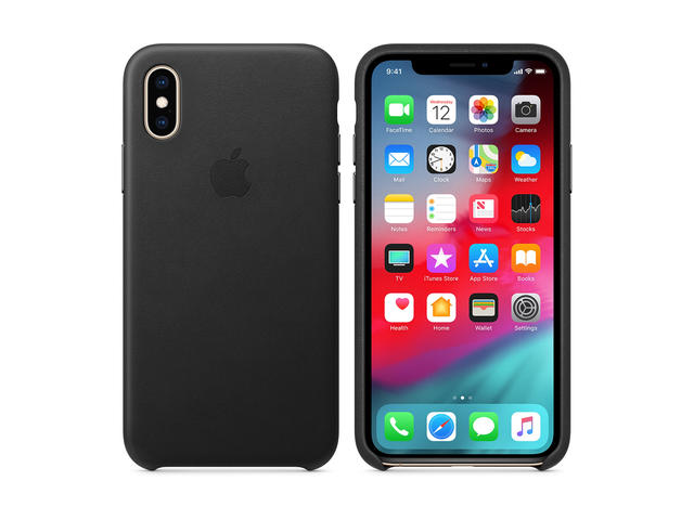 Калъфи Apple iPhone XS Leather Case, в черно