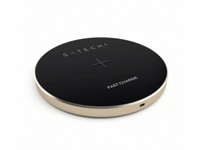 Зарядни устройства Satechi Wireless Charging Pad Fast Charge, златист цвят