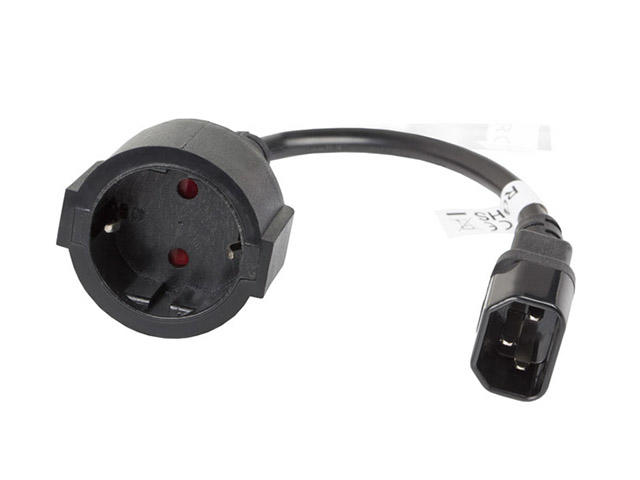 Кабели и Адаптери Lanberg Cable Power Ext IEC 320 C14 / SCHUKO F 0.2m Black