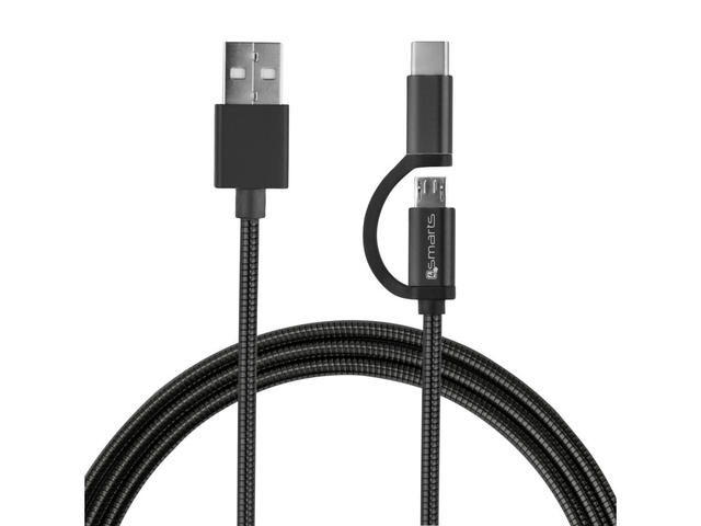 Кабели и Адаптери 4smarts ComboCord MicroUSB + USB-C Metal Cable