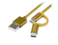 Кабели и Адаптери 4smarts ComboCord MicroUSB + USB-C cable Gold