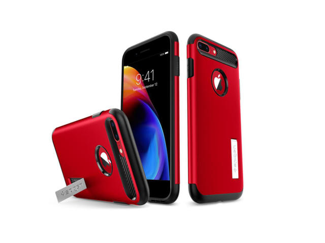 Калъфи Spigen Slim Armor калъф за iPhone 8 Plus, iPhone 7 Plus, червен