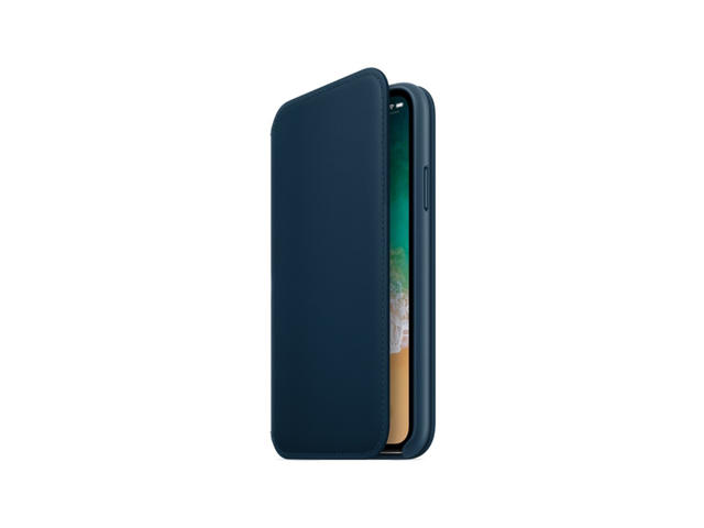 Калъфи SDesign Original Leather Folio Case за iPhone XS, iPhone X, син