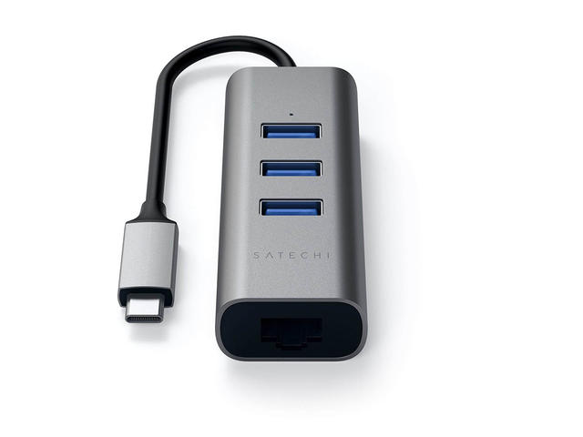 Кабели и Адаптери Satechi USB-C 2-in-1 Ethernet & USB Hub, тъмносив