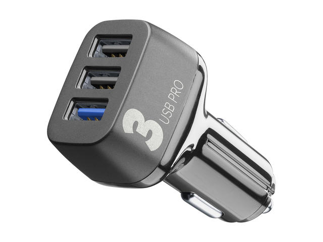 Зарядни устройства Cellularline зарядно 12V-18W +2x18W USB бързо зареждане