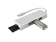 USB Хъб Hama USB 3.1 Type-C Hub 1:3 "Aluminium", 2 x USB-A, USB-C, Card Reader