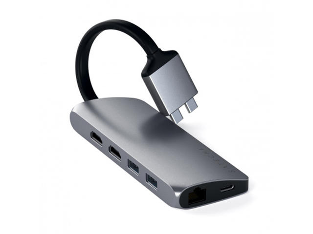 USB Хъб Satechi TYPE-C Dual Multimedia Adapter - Space Gray