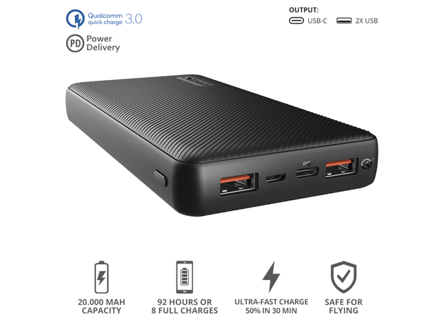 Външни батерии Trust Primo Ultra-Fast Powerbank 20.000 mAh