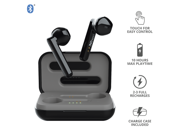 Слушалки TRUST Primo Touch Bluetooth Wireless Earphones - black