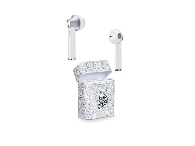 Слушалки Cellular line Music Sound TWS3, в бяло-сиво