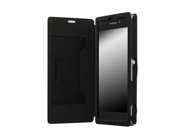 Калъфи Krusell Malmo Flip cover - кожен калъф, тип портфейл, за Sony Xperia Z1 (черен),