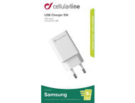 Зарядни устройства Cellular line зарядно за Samsung 220V USB 5W, в бяло