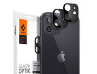 Защитно фолио Spigen Optik Lens Protector - комплект 2 броя предпазни стъклени протектора за камерата на iPhone 12 mini (черен)