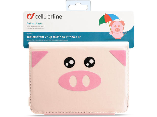 Калъфи за таблети Cellularline универсален детски калъф за таблети 7-8", прасенце