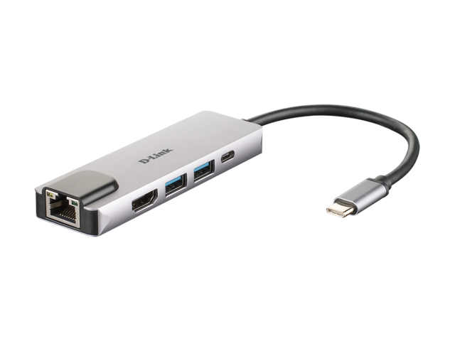 Кабели и Адаптери D-link 5-в-1 USB-C ™ хъб с HDMI / Ethernet и Power Delivery