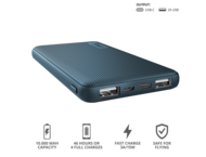 Външни батерии Trust Primo Ultra-thin Powerbank 10000 mAh - blue