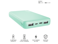 Външни батерии Trust Primo Compact Powerbank 15.000 mAh, Mint