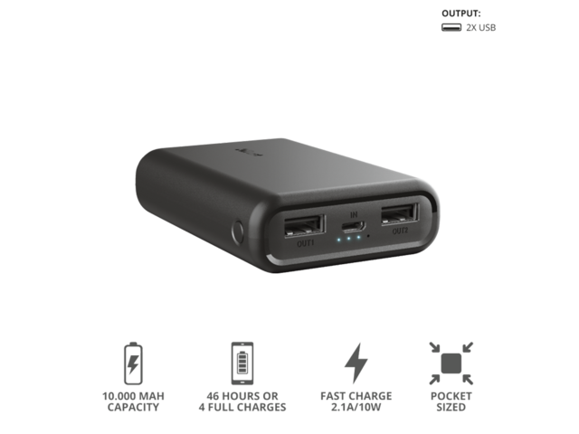 Външни батерии Trust Pacto Pocket-size Powerbank 10.000 mAh