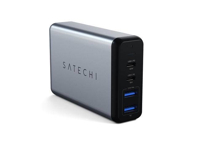 Зарядни устройства Satechi 75W Dual TYPE-C PD Travel Charger (2x USB-A,1x USB-C PD 18W,1x USB-C PD 60W) - Space Gray