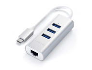 USB Хъб Satechi Aluminium TYPE-C Hub (3x USB 3.0,Ethernet) - Silver