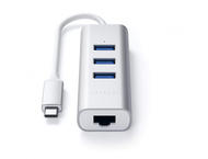 USB Хъб Satechi Aluminium TYPE-C Hub (3x USB 3.0,Ethernet) - Silver