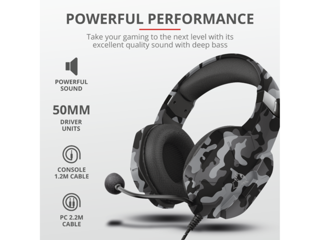 Слушалки Trust GXT 323C Carus - Black camo