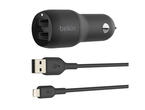 Зарядни устройства Belkin Car Charger BOOST_CHARGEª Dual USB-A 24W + USB-A to Lightning Cable - Black