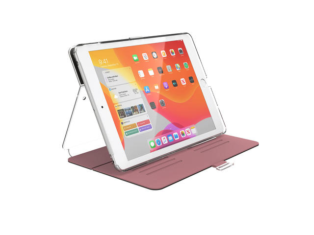 Калъфи за таблети Speck iPad 8 (2020), iPad 7 (2019) 10.2 inch BALANCE FOLIO CLEAR (ROSE GOLD WOVEN METALLIC/CLEAR)