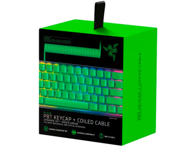 Джаджи Razer PBT Keycap + Coiled Cable Upgrade Set - Razer Green