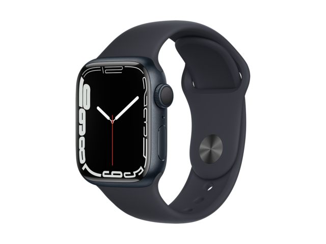 Смарт часовници Apple Watch S7 GPS, 41mm Midnight Aluminium Case with Midnight Sport Band - Regular