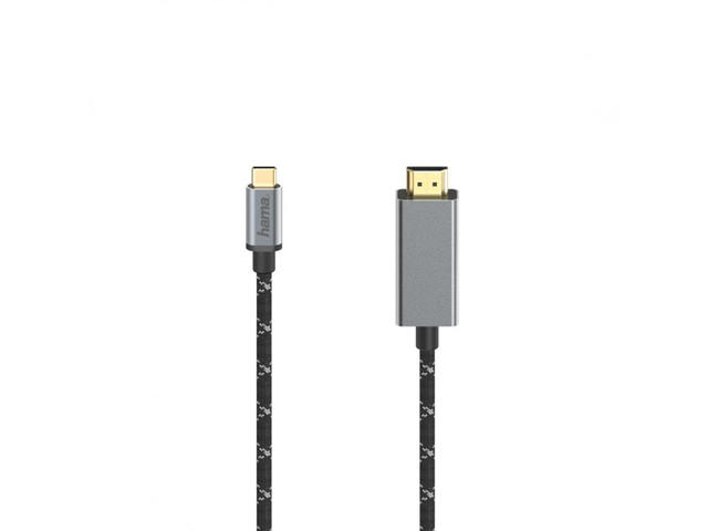 Кабели и Адаптери  Hama Видеокабел, USB-C щепсел - HDMI™ щепсел, Ultra-HD 4K@60 Hz, алуминиев, 1,50 м 