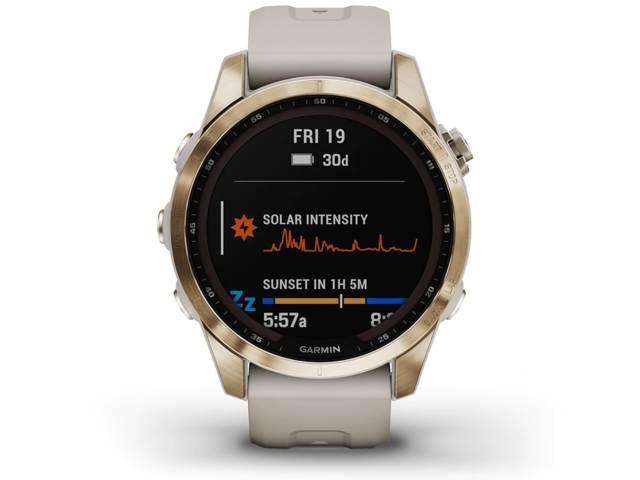 Смарт часовници Garmin Fenix 7S Sapphire Solar Cream Gold Titanium /Light Sand