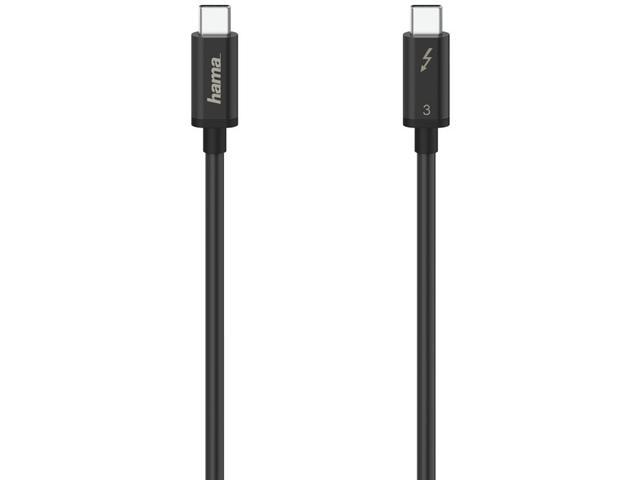 Кабели и Адаптери Hama "USB-C" Thunderbolt-3 кабел, 20 Gbit/s, 5A, 100W, Ultra-HD 4K, 1 метър