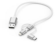 Кабели и Адаптери Hama Кабел 3-в-1 Micro-USB с адаптер за USB Type-C и Lightning, 0,2 м, бял